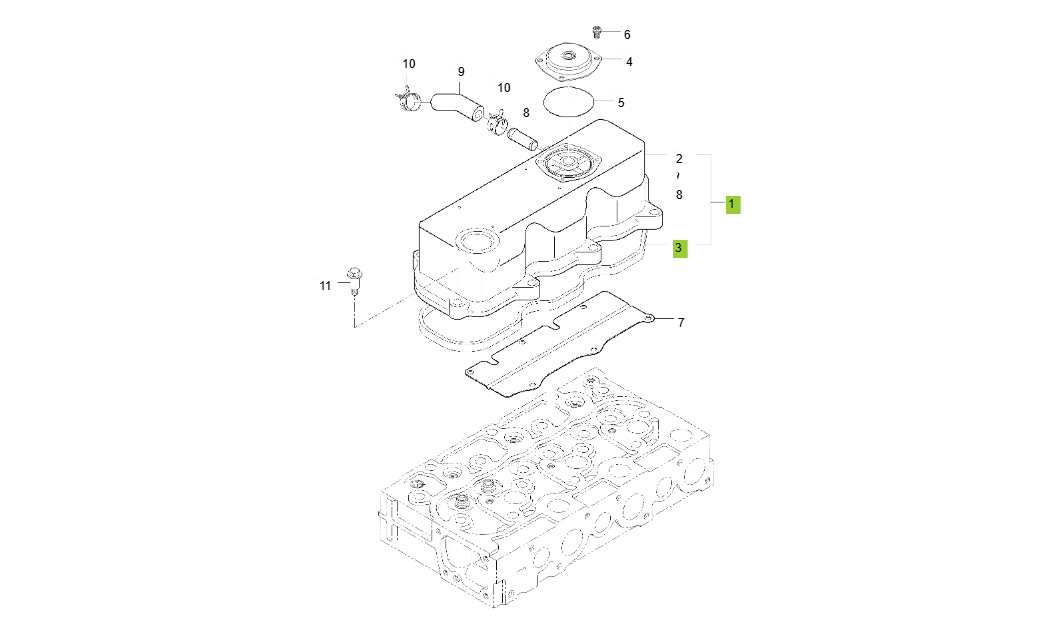 3A165LX-E090-CYLINDER HEAD COVER GROUP