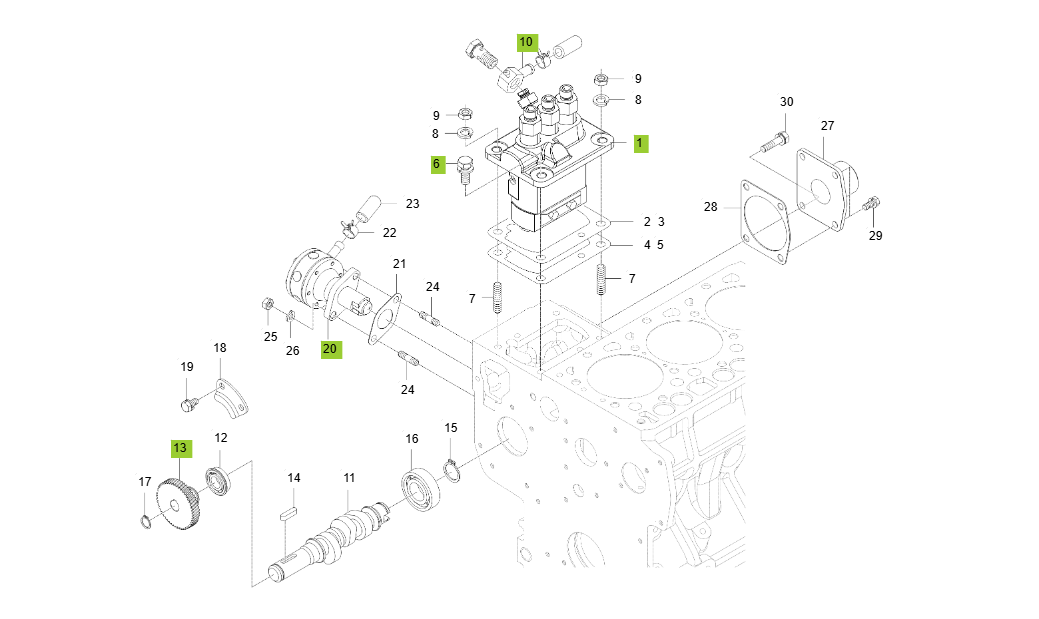 3C100LW-C-E140 FUEL CAMSHAFT GROUP