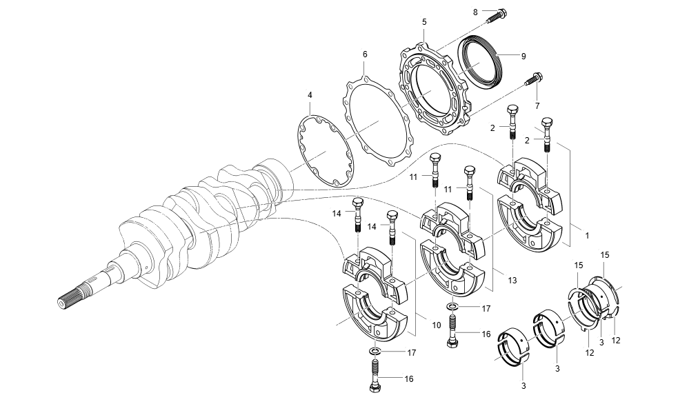 3C100A-E050 MAIN BEARING CASE GROUP
