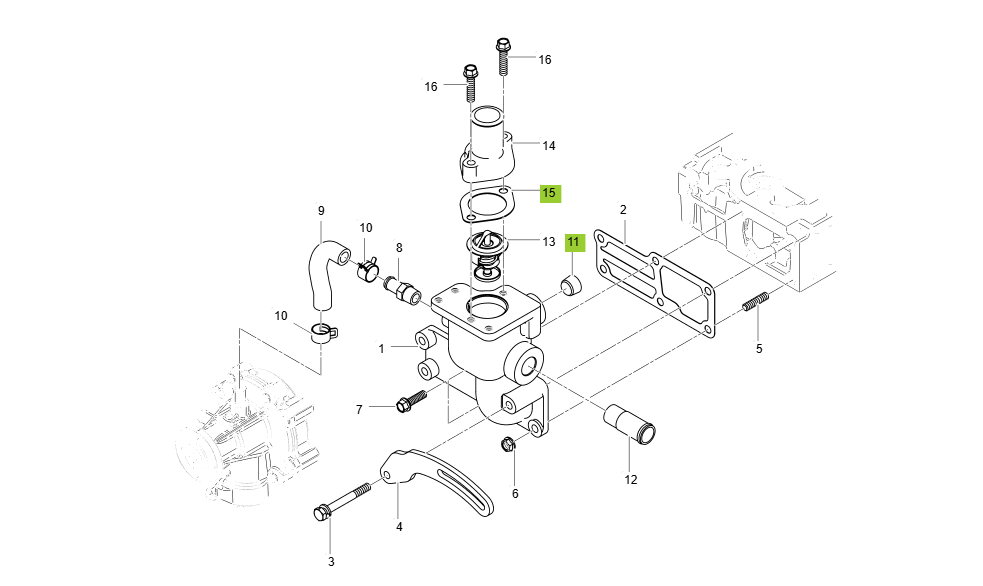 EH1-G162001-WATER FLANGE GROUP